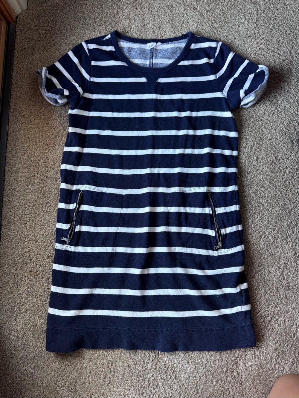 Gap Women’s Navy and White Stripe Cotton Knit Dress
